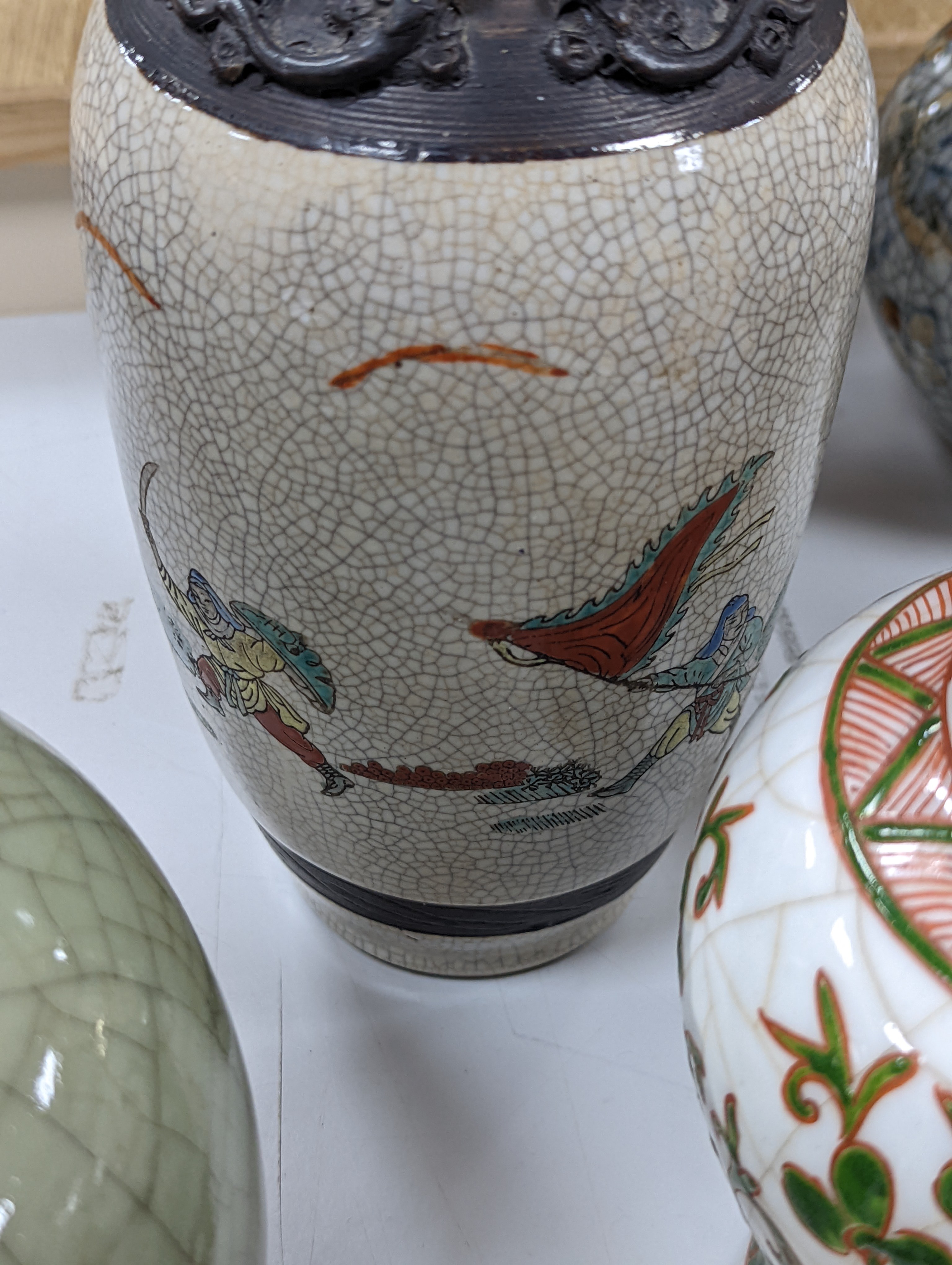 A group of 19th/20th century Chinese crackle glaze vases, tallest 30 cms high.